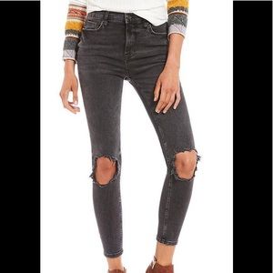 Free People High Rise Busted Knee Jeans